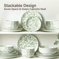 thumbnail image 4 of KINGSTONE 16-Piece Green Floral Porcelain Dinnerware Set, Service for 4, Microwave & Dishwasher Safe, 4 of 10