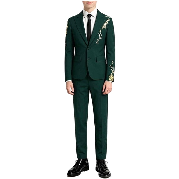 ATOGUTA Boys Formal Suit Kids Tuxedo for Wedding Outfit Lightweight Blazer and Pants Set Size 8-14, Green