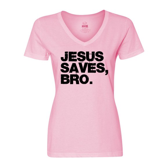Inktastic Jesus Saves Bro Christian Women's V-Neck T-Shirt