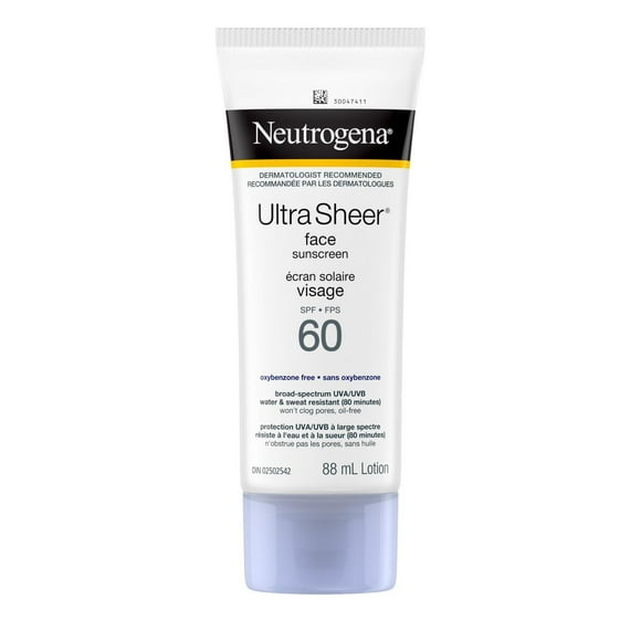 Neutrogena Ultra Sheer Face Sunscreen SPF 60, non-greasy, lightweight