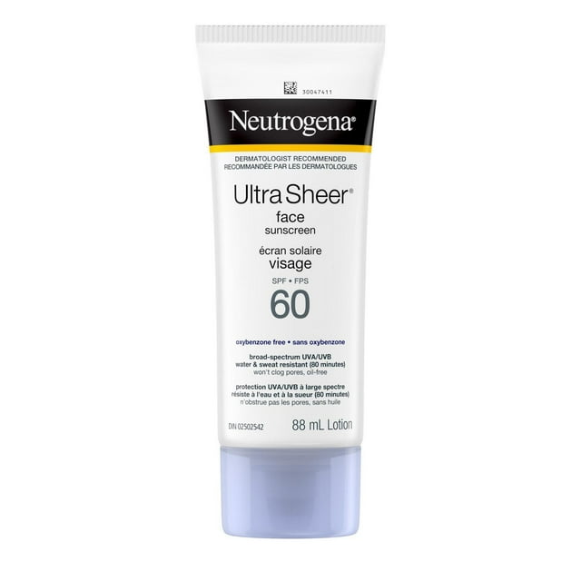 Neutrogena Ultra Sheer Face Sunscreen SPF 60, non-greasy, lightweight