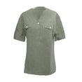thumbnail image 4 of T Shirts for Women Plus Size Button Up V-Neck Solid Short Sleeve Blouses Trendy Soft Comfy Loose Fit Tops with Pocket, 4 of 4