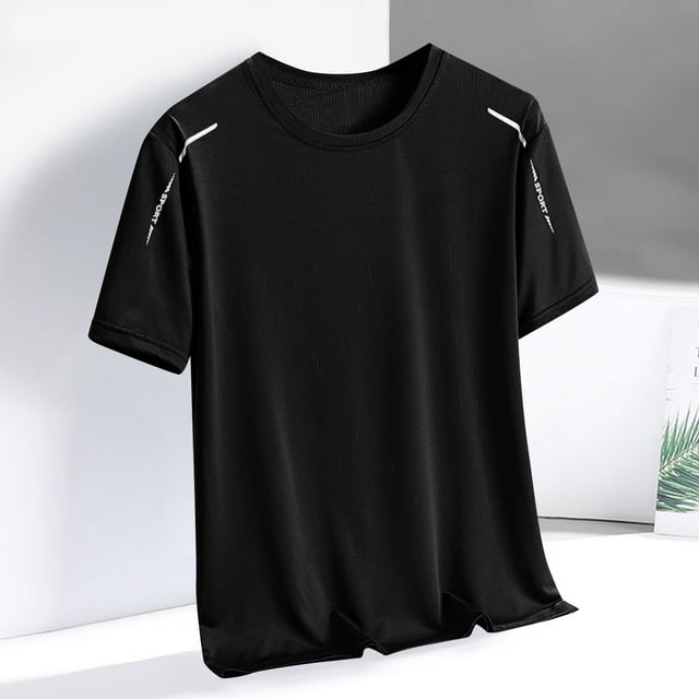 pstuiky Camisa de manga corta para hombre, Camiseta de manga corta holgada con textura de seda helada de verano para hombre camisetas de hombre xxl