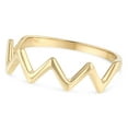 thumbnail image 2 of Ioka -14K Solid Yellow Gold Zig Zag Modern and Trendy Lightening Thunder Shaped Crown Stackable Ring Band - size 6, 2 of 6
