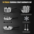 thumbnail image 2 of Stainless Steel Cookware Set Non Toxic, 14PCs Stainless Steel Pots and Pans Set with Stay-Cool Handles, Kitchen Induction Cookware with Steamer, Utensil Sets and Pot Protectors, 2 of 6