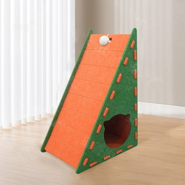 Mellowkin Planche à Griffer Triangulaire Verticale pour Chat avec Lit Douillet Intégré et Tapis d'Escalade Mural