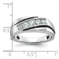 thumbnail image 2 of Auriga 10k White Gold with Black Rhodium Men's Polished Satin and Grooved 1/2 Carat A Quality Diamond Ring Size- 10, 2 of 5