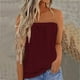 thumbnail image 2 of Sudadera con capucha para mujer,Top bandeau sin tirantes, camiseta de tirantes de verano con estampado de encaje, blusa informal sin mangas para mujer, poliéster, uso versátil, sopatenor, 2 of 8