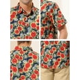 thumbnail image 6 of Unique Bargains Men's Summer Sunflower Printed Short Sleeve Button Down Shirt XL Navy Red, 6 of 6