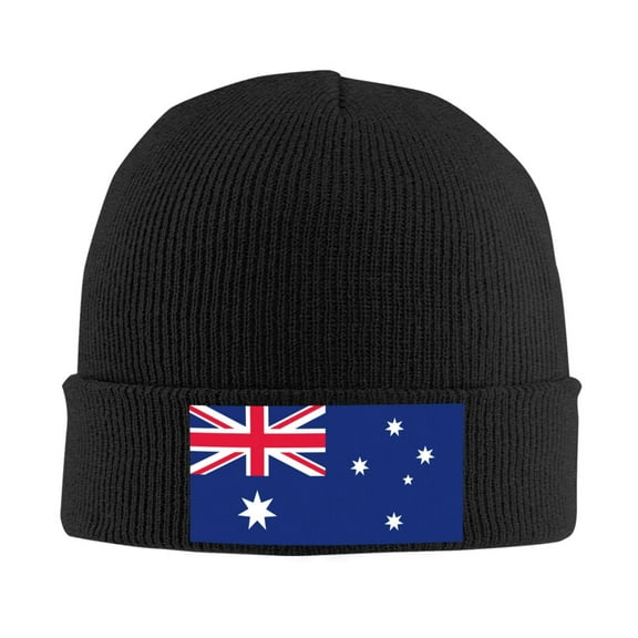 Australian Flag Beanie Hat Knit Hat Skull Cap for Men Women Winter Hat Black