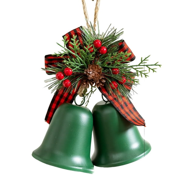 Bearachild Campana navideña con diseño. Resistente. Cordón para fácil exhibición. Produce un sonido nítido y perfecto para balcones, Kits de decoración para fiestas Verde liso