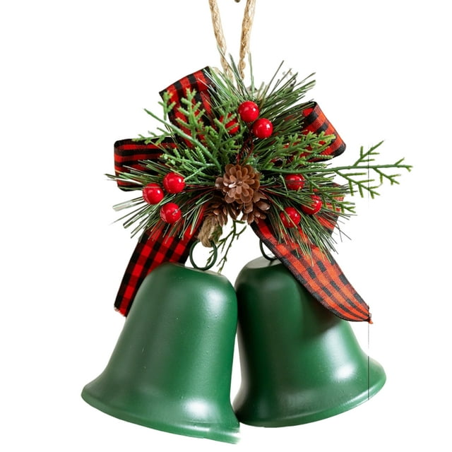 Advancent Campana navideña decorativa de diseño armonioso. Duradera y resistente. El cordón produce sonido fácilmente. Ideal para balcones, Kits de decoración para fiestas Verde liso