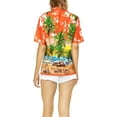 thumbnail image 4 of HAPPY BAY Women's Button Down Blouses Casual Summer Beach Party Blouse Shirt V Neck Short Sleeve Tropical Vacation Dress Hawaiian Shirts for Women M Water Surfing, Orange, 4 of 5