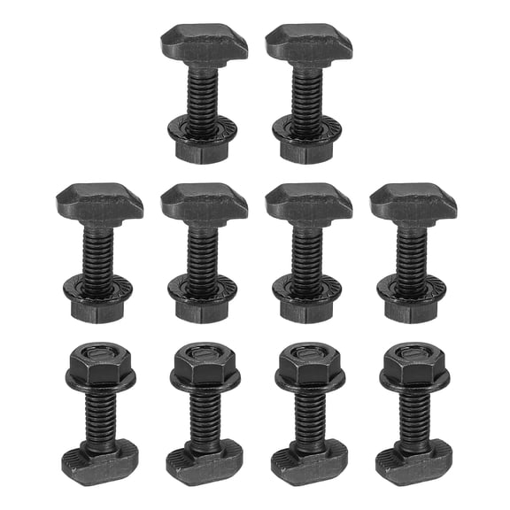 M6x20mm T-Slot Bolts, 10 Sets Drop-in Hammer Head Bolt with Nuts for 30 Series Aluminum Extrusion Profile Black