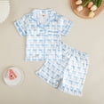 thumbnail image 6 of Zanarzt Kids Pajamas Girls Pajamas Silk PJS Set Bow Satin Sleepwear Short Sleeve Jammies for Kids Button Down Nightwear Sky Blue,2-3 Years, 6 of 9