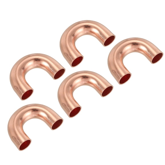 Uxcell 5/16" OD 18x28mm Elbow Copper Pipe Fitting, 5Pcs 180 Degree Bend Welding Sweat Solder Connection for HVAC Air Conditioner Plumbing