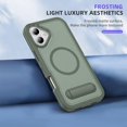 thumbnail image 5 of Magnetic & Stand Designed for iPhone 16 Case fit for MagSafe, Luxury Hybrid Shockproof Drop Protective Lightweight Phone Case for iPhone 16, Built-in Invisible Kickstand, Gray Green+Green, 5 of 7