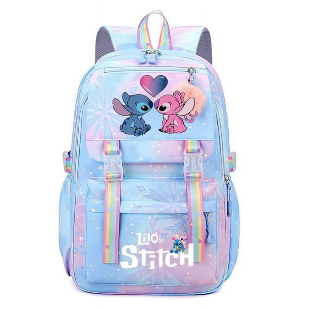 Lilo And Stitch-mochila escolar de nailon para mujer, morral impermeable con múltiples bolsillos para estudiantes, niños y niñas, paquete de libros para ordenador portátil
