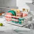 thumbnail image 2 of BEHERZT Large Dish Drying Racks with Drainboard,Countertop Dish Rack, Kitchen Sink Dish Rack,  Stainless Steel, White, 2 of 6