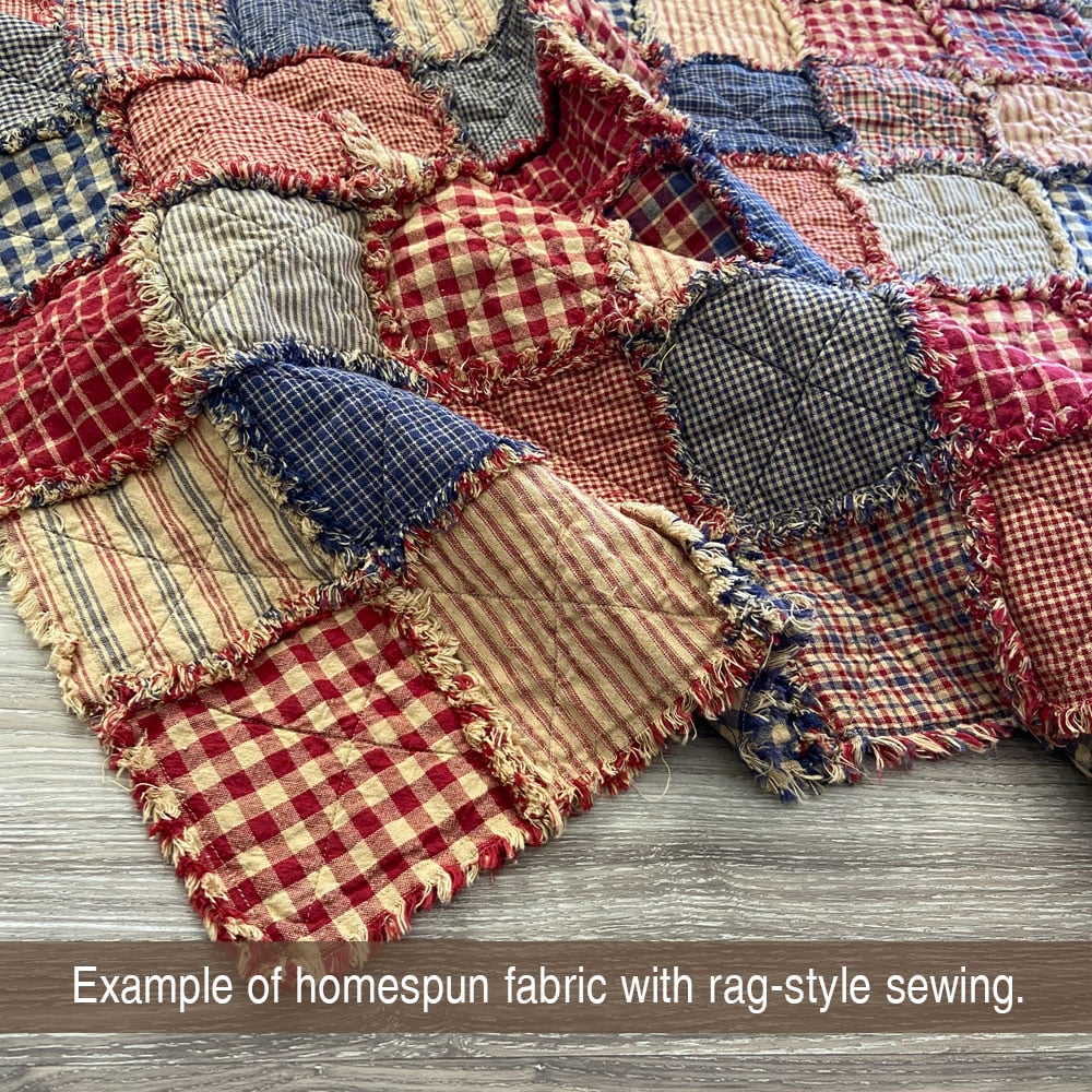 JCS American Heritage Red & Blue Ragged Homespun Cotton Quilt Kit (200+ Six inch Squares)
