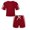 Wine Red, variant on Girl Boy Summer Clothes Outfits Geometric Print Short Sleeves Tops + Drawstring Shorts Outfits Set 5-14T