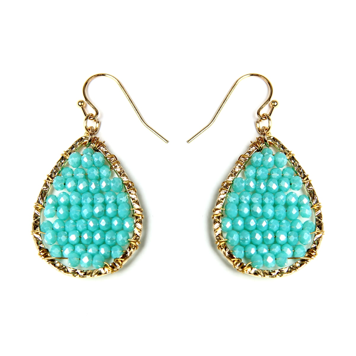 light  turquoise orange and olive green Stunning beadwork small stud earrings