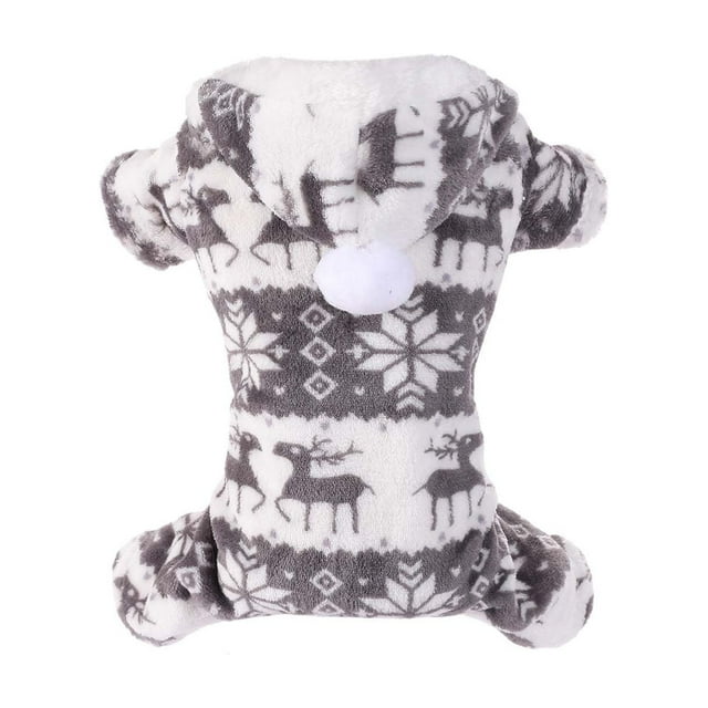 Hearth & Gear Pajamas For Reindeer Snowflake Hooded Warm Winter With Pompom Multiple Sizes (S 4XL) For Small Medium Large Pet Clothes for Small Dogs Tutu Pet Clothes Hangers And Rack Pet Clothes for