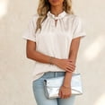 thumbnail image 6 of vigerkar Women's Dressy Business Casual Blouses Short Sleeve Tops Summer Outfits Pleated Work Shirts (White, XXL), 6 of 7