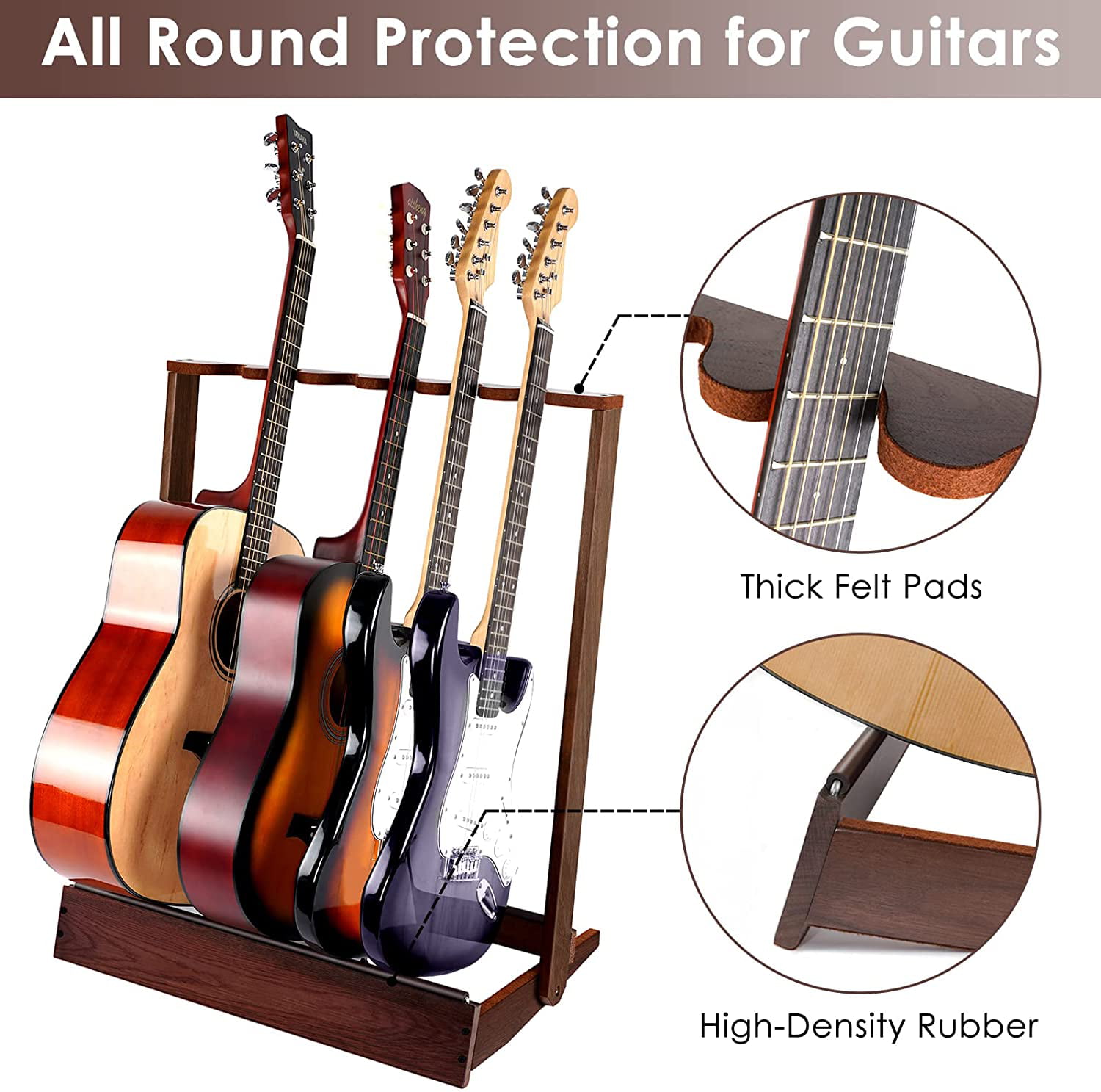 Multiple-Guitar Stands ＆ Hangers, Multi-Guitar Display Rack Folding Stand  Band Stage Bass Acoustic Guitar Black 並行輸入品