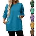 thumbnail image 1 of Meichang Womens Oversized Sweatshirt Crew Neck Long Sleeve Fleece Pullover Solid Loose Fit Cute Sweatshirt Fall Winter Clothes, 1 of 10
