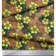 thumbnail image 2 of Soimoi Tissu Georgette Viscose Triangle, Floral & Feuilles de Monstera Imprimés au Mètre 42 Pouces de Large, 2 of 3