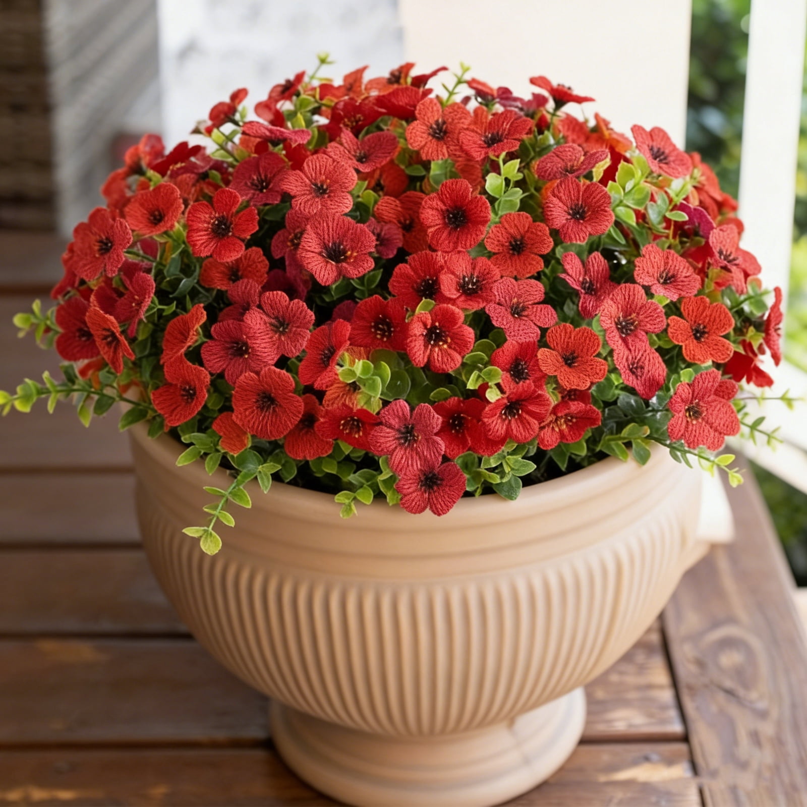 Artificial Flowers for Outdoors 12 Bundles, Realistic Fake Plants, DIY Flower Craft，UV Resistant Detachable for Outdoor & Indoor Home Garden Decor