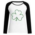 thumbnail image 3 of Penkiiy Trendy St. Patrick's Day Patchwork Tee for Women - Comfy 3-Tone Printed Long Sleeve Top 2XL Black, 3 of 6