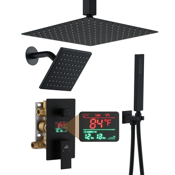 Casainc Dual Shower Heads Bath Shower Faucet, 2 Modes, 12", 1.8 GPM, Fixed Mount Showerhead & Handheld Shower, 1 Piece, 1 Pack