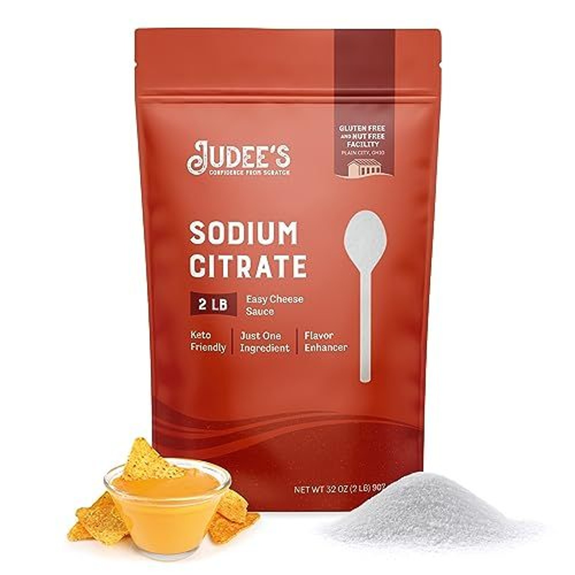 Judee s Gluten-Free Sodium Citrate Powder - Smooth Emulsifier for Cheese Sauce - Molecular Gastronomy Ingredient & Food Preservative - Gluten-Free & Nut-Free Keto-Friendly Non-GMO - 32 Oz