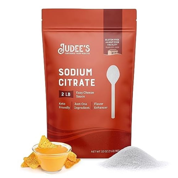 Judee's Gluten Free Sodium Citrate Powder - Smooth Emulsifier for Cheese Sauce - Molecular Gastronomy Ingredient & Food Preservative - Gluten-Free & Nut-Free Keto-Friendly Non-GMO - 32 Oz