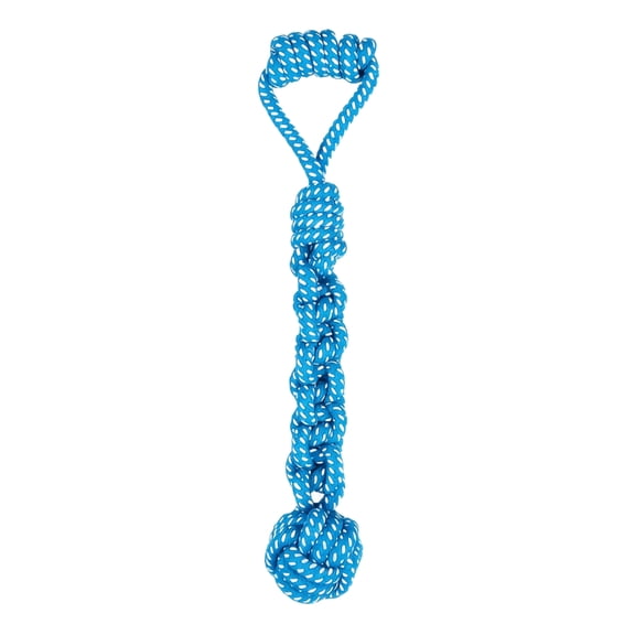 Braided Cotton Rope Dog Toy for Aggressive Chewers, Natural Washable Fiber Teething Toy with Interactive Grip Blue