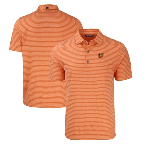 Men's Cutter & Buck Heather Orange Baltimore Orioles Forge Eco Heathered Stripe Stretch Recycled Polo