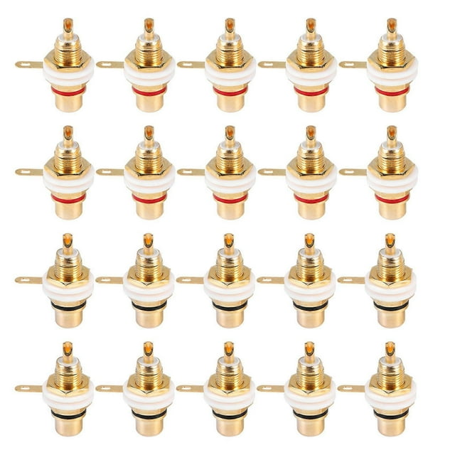 20Pcs Gold Plated RCA Terminal Jack Plug for Amplifier Speaker