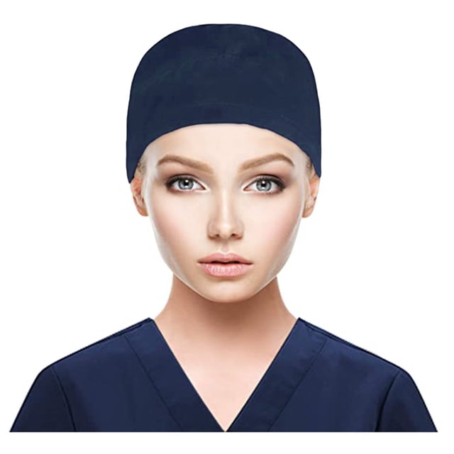 Birdeem Scrub Cap with Buttons Bouffant Hat with Sweatband for Womens and Mens