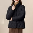 thumbnail image 4 of ZHOGXU Women's Coat Long Sleeve Stand Collar Solid Color Button Thickened Comfortable Stylish Jacket For Casual Daily Wear Black L, 4 of 5