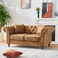thumbnail image 2 of Newest 66"‌tech Fabric Sofa,High-tech Fabric Roll Armrest Sofa,Upholstered Mid Century Modern Couch,2 Seater Couch for Living Room, Office, Apartment, Brown, 2 of 7