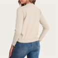 thumbnail image 2 of Wevis Women Scalloped V Neck Long Sleeve Knit Cardigan Button Front Casual Layering Sweater Jacket, 2 of 5