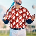 thumbnail image 5 of Lsque Fire Symbols Pattern Mens Polo Golf Shirts Funny Graphics Shorts Sleeve Button Shirts Baseball T-shirt-3X-Large, 5 of 7