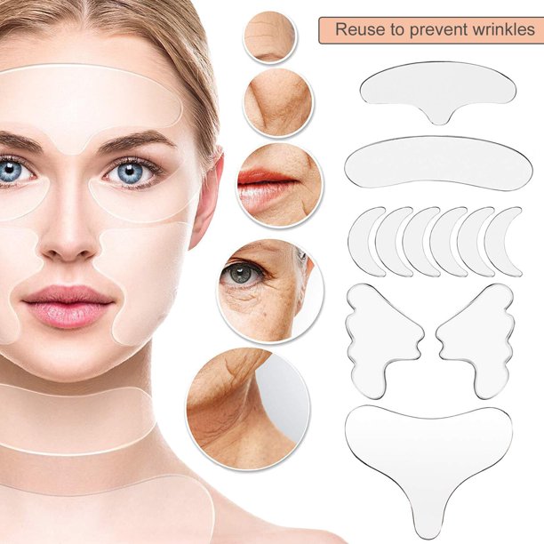 Silicone Face Anti-wrinkle Stickers Reusable Eye Forehead Neck Chest Pad Patch Wrinkle Removal Lifting Anti-aging Skin Care Tool13-T-shaped 1pcs He Qiyong unisex