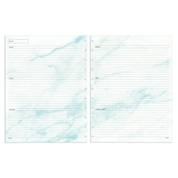 TUL Discbound Undated Weekly/Monthly Refill Pages/Letter Size, 68 Sheets, Marble