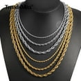3/5/7mm Width 18-24 inches Twisted Rope Link Chain Silver/Gold ...