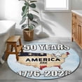 thumbnail image 4 of Independence Day Round Area Rugs 3 ft, America 250 Years Map Silhouette Vintage Country Blue Washable Small Area Rug with Non-Slip Sturdy Edge Binding Round Front Door Mat Floor Carpet for Entryway, 4 of 9