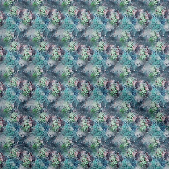 oneOone Georgette Viscose Teal Blue Fabric Floral Craft Projects Decor Fabric Printed By The Yard 42 Inch Wide