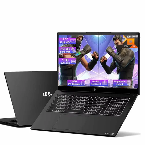 17.3 Gaming-Laptop Ryzen 9 8945HS (>i9-13900H) 32GB RAM, 1TB SSD, Radeon 780M, PD 100W USB-C 4.0 AI-Enhanced for Copilot VR Ready, Backlit KB Fingerprint Unlock, Gaming Student Office Business